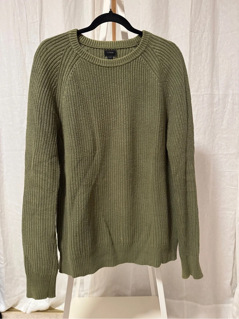 J. Crew Olive Ribbed Crewneck Sweater